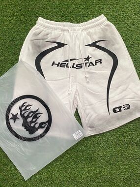 Hellstar White Graphic Athletic Shorts - Men's